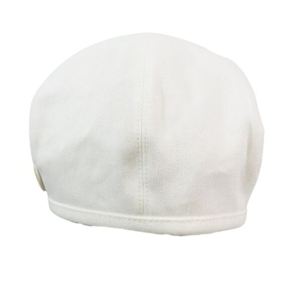 Hermes Beret Cap Hat One Point Sun Motif Hemp Cotton 57 White